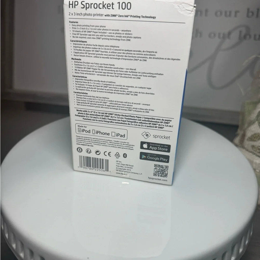 HP Sprocket White Photo Printer